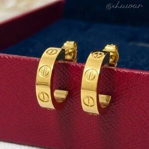 Gold Screw Huggie Hoops earrings